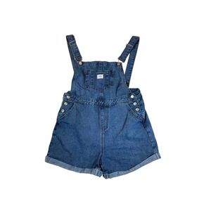Denim Blue Jean Shorts Overalls Jumpsuit Women's Size L
